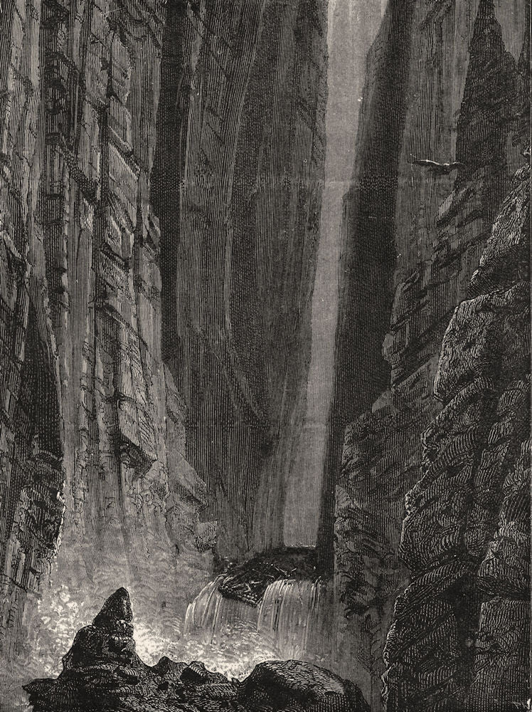 COLORADO. Grand Canyon. Raft Precipitated Cataract c1880 old antique print
